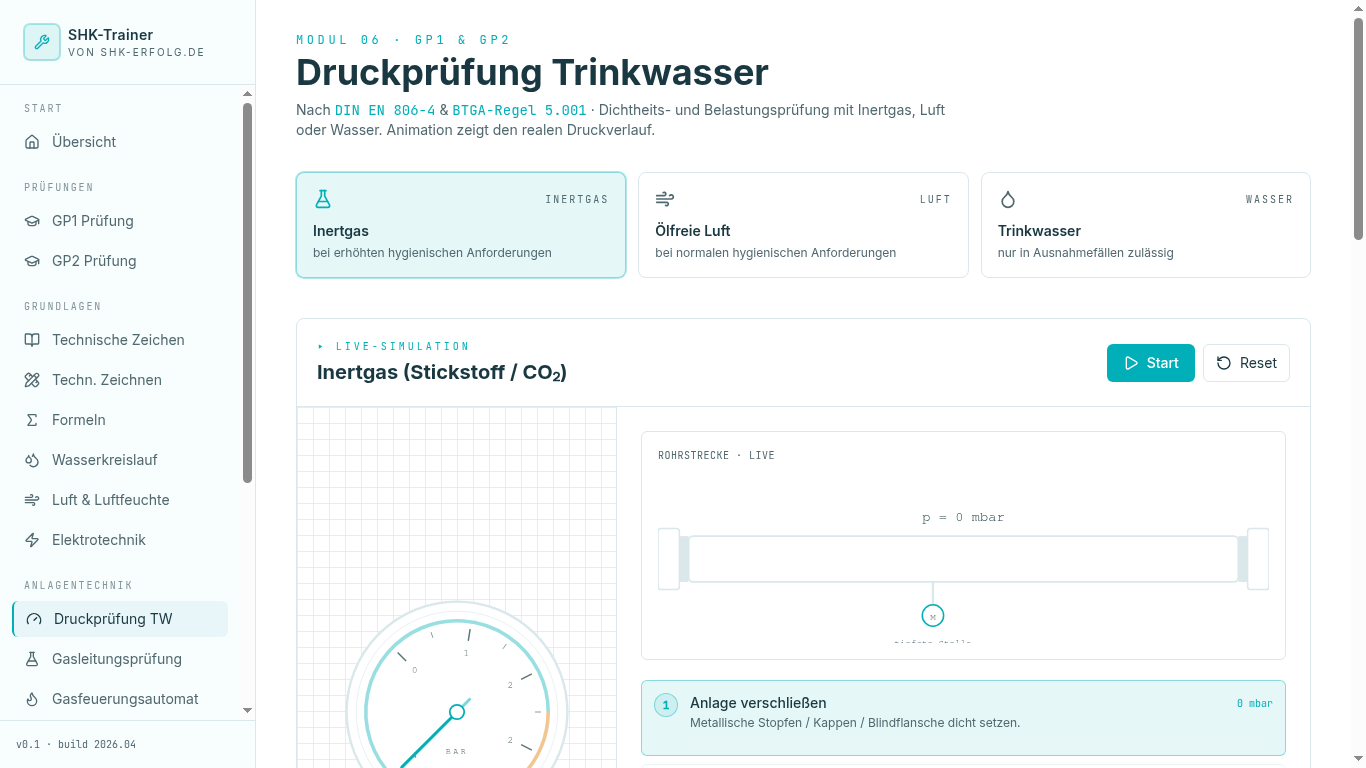 Druckprüfung Live-Simulation